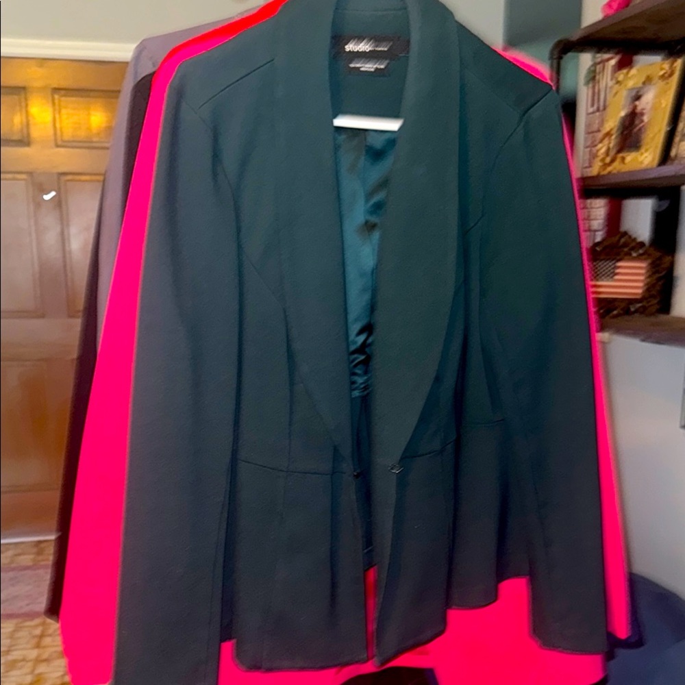 TORRID studio dark green peplum blazer and matching pants size 1 and 18R
